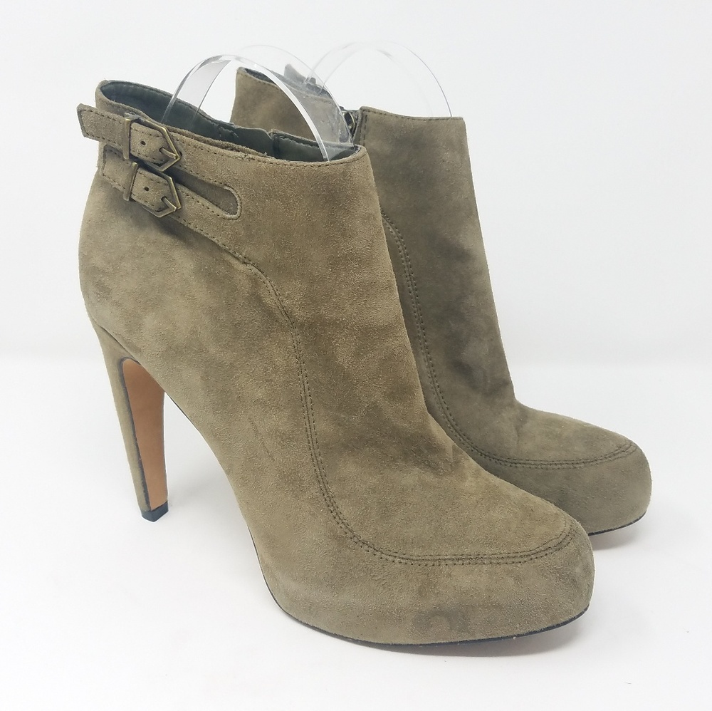Sam Edelman women 8.5 Kit ankle booties boots green suede platform heels grunge